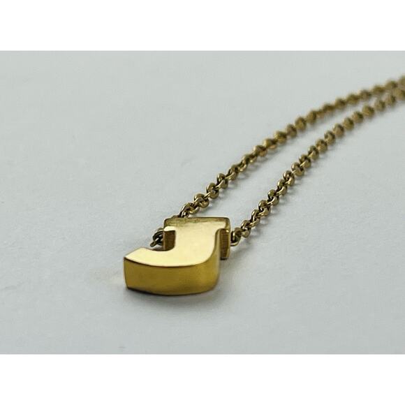 Vintage Trifari Initial J Necklace Gold Tone Letter Pendant Chain 16" Jewelry Na - Picture 13 of 16